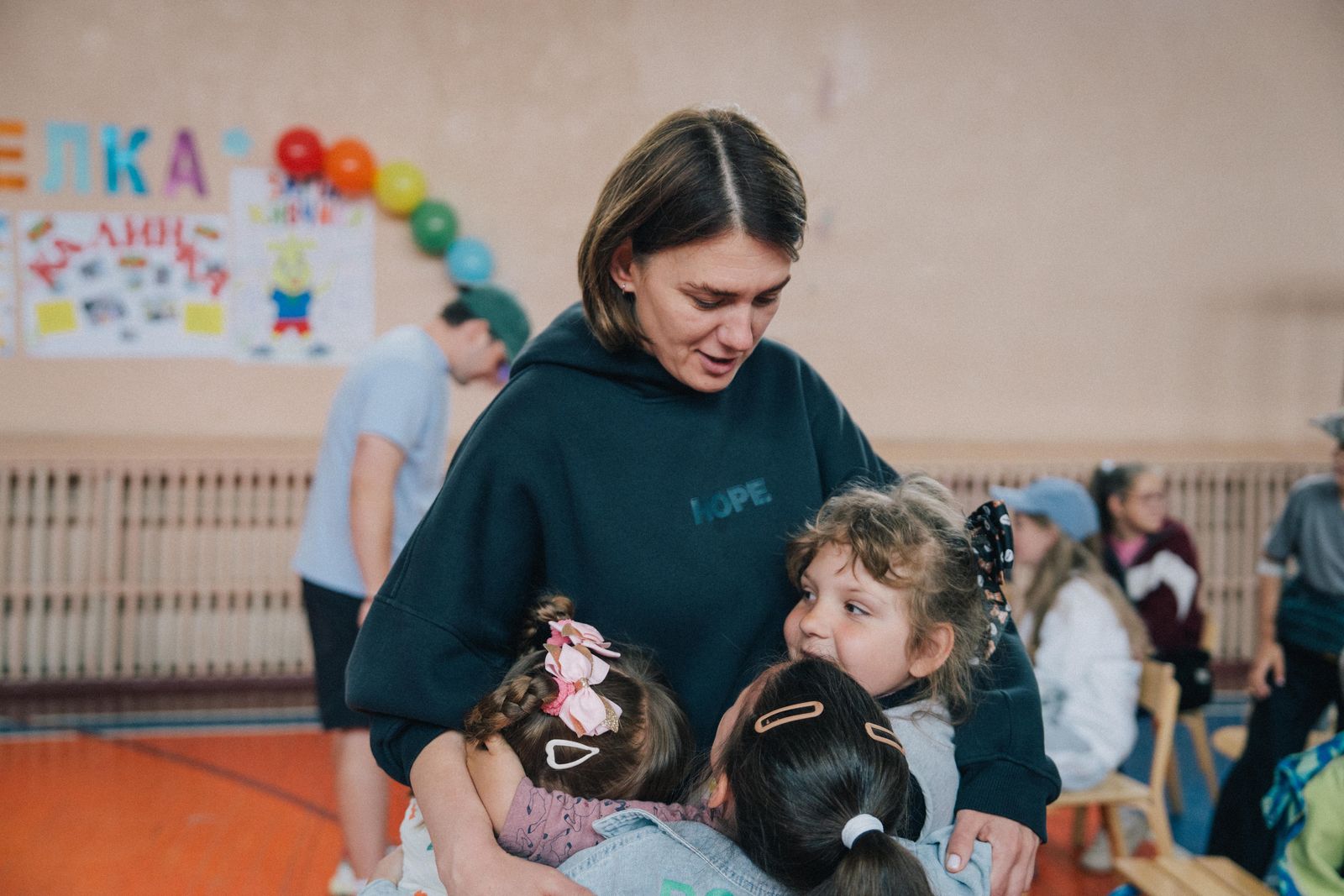 Campers and counselors during the Monastyryshche camp session